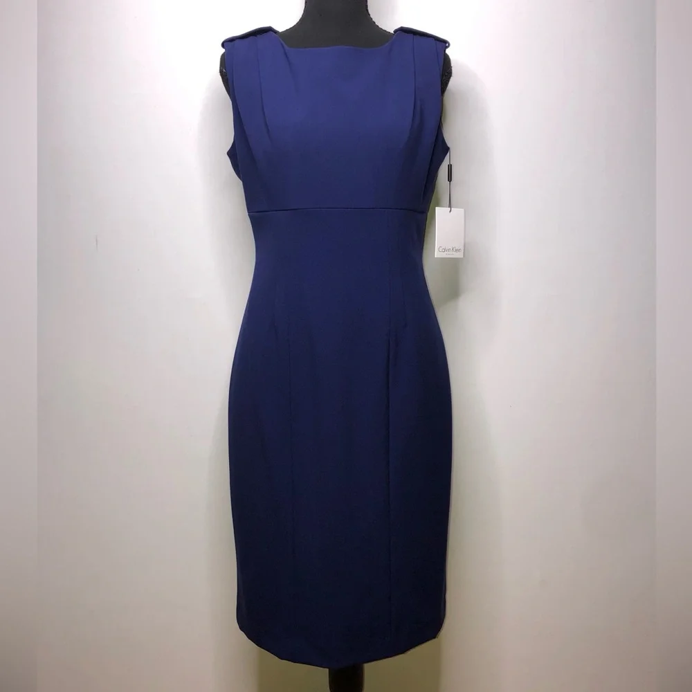 Calvin Klein Navy Blue Sleeveless Midi 4 Dress